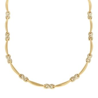 Nacional Monte de Piedad Gargantilla eslabón combinado articulado en oro dos tonos 14 kilates. oferta