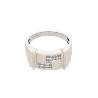 Nacional Monte de Piedad Anillo estilizado con diamantes en oro blanco 14 kilates. oferta