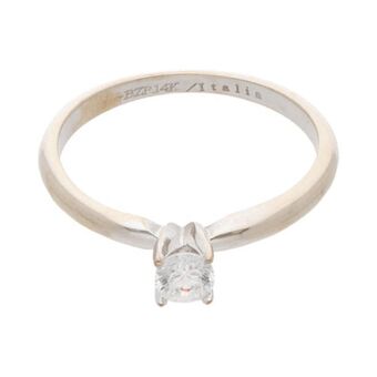 Nacional Monte de Piedad Anillo diseño especial con circonia en oro blanco 14 kilates. oferta