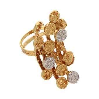 Nacional Monte de Piedad Anillo estilizado con diamantes en oro dos tonos 18 kilates. oferta