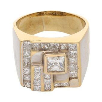 Nacional Monte de Piedad Anillo estilizado con diamantes en oro blanco 18 kilates. oferta