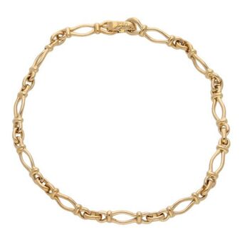 Nacional Monte de Piedad Pulsera eslabón cruzado combinado firma tane en oro amarillo 18 kilates. oferta