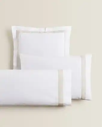 ZARA HOME Funda de almohada cenefa bordada lino oferta