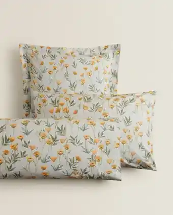 ZARA HOME Funda de almohada estampado amapolas amarillas oferta