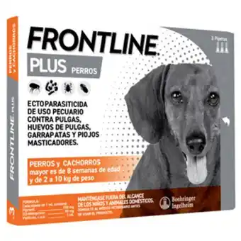 Petco Frontline plus paquete de 3 pipetas antiparasitarias externas para perro, 2-10 kg oferta