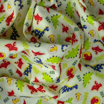 Telas Junco Franela estampada dinosaurios oferta