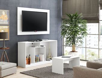 Mesa de t.v. y mesa de centro blanco 2585