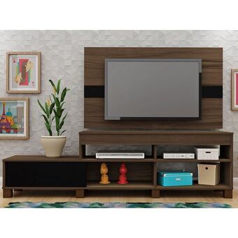 Mesa de t.v. ever imbuia negro con panel