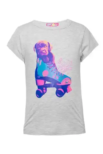 Playera manga corta estampado patín para niña