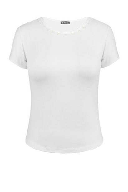 Santory Playera con perlas en cuello redondo oferta