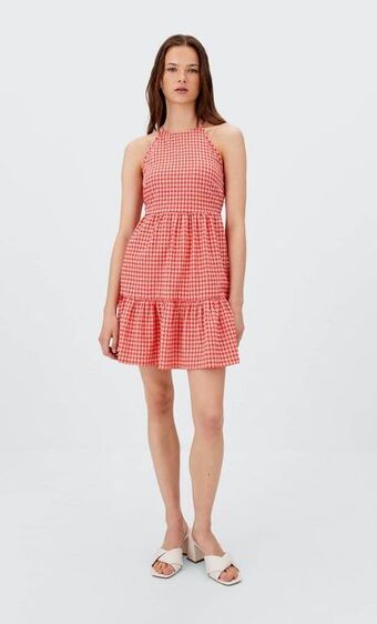 Stradivarius Vestido vichy espalda abierta oferta