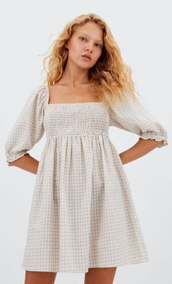 Stradivarius Vestido rústico vichy oferta