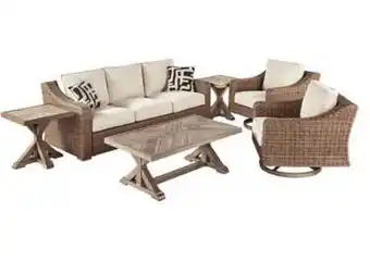 Ashley Furniture Beachcroft outdoor sofa with 2 lounge chairs, coffee table and en... oferta