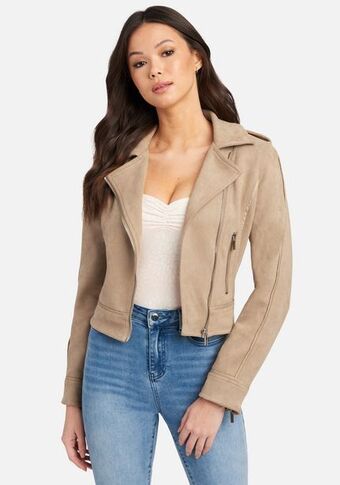 Vegan suede moto jacket