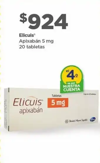 Bodega Aurrerá Elicuis apixaban 5mg 20 tabs oferta