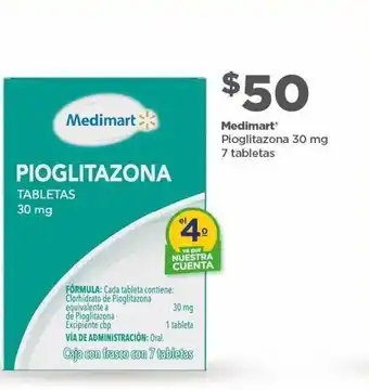 Bodega Aurrerá Pioglitazona 30 mg 7 tabs oferta