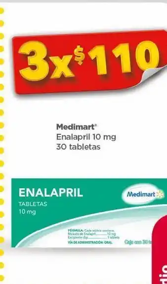 Bodega Aurrerá Enalapril 10mg 30 tabs oferta