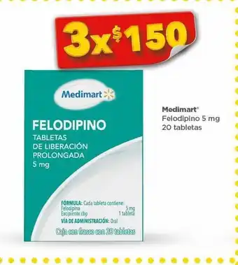 Bodega Aurrerá Felodipino 5mg 20 tabs oferta