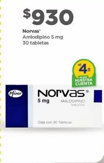 Bodega Aurrerá Norvas amlodipino 5mg 30 tabs oferta