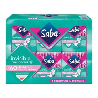 Sam's Club Toallas sanitarias saba invisible 6 paquetes con 10 pzas c/u oferta
