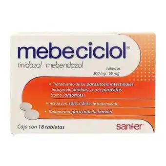 Mebeciclol 300 mg/60 mg con 18 tabletas