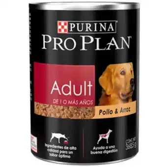Pro plan alimento húmedo para perro adulto todas las razas receta pollo y arroz, 368.5 g