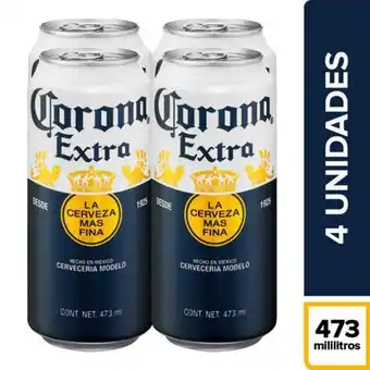Cerveza corona extral 4 pack de 473 ml laton