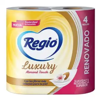 Soriana Híper Papel higiénico regio luxury almond touch 4 rollos oferta