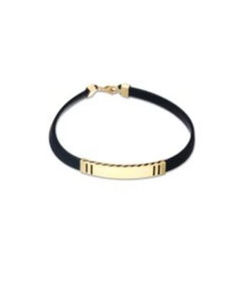 Joyerías Bizzarro Pulsera de oro amarillo 14k con caucho para caballero oferta