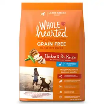 Wholehearted libre de granos alimento natural para perro adulto raza grande receta pollo y chícharo, 18 kg
