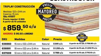 Sodimac Homecenter Triplay construcción 15 mm oferta