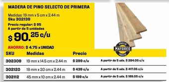 Sodimac Homecenter Madera pino selecto de primera oferta