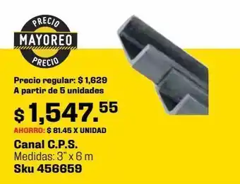 Sodimac Homecenter Canal c.p.s. 3" x 6.10 kg/m oferta