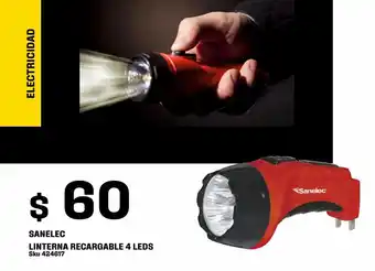 Linterna recarg 4 leds, 28 lm