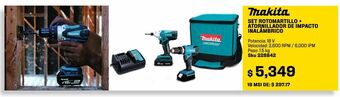 Combo rotomartillo + atornillador de impacto 18v li-ion