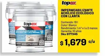 Sodimac Homecenter Impermeabilizante topex llanta 10 años 19l blanco oferta