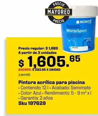 Sodimac Homecenter Pintura acrílica 12 l piscina azul oferta
