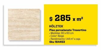 Piso porcelanato travertino beige 60x60 cm