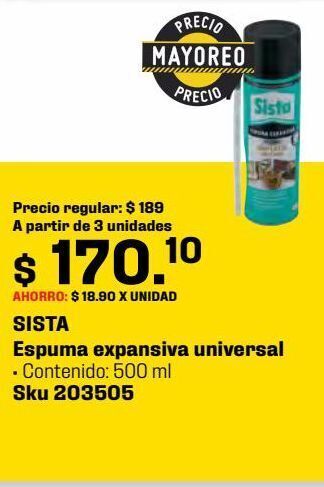 Sista espuma expansiva de poliuretano universal 500 ml