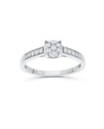 Joyerías Bizzarro Anillo de oro blanco 14k con 25pts de diamante oferta