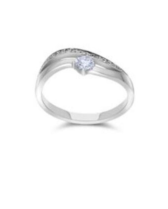 Joyerías Bizzarro Anillo solitario de oro blanco 14k con 1 bte. de 21 pts y 11 btes. de .25 oferta