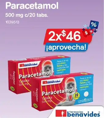 Farmacias Benavides Paracetamol 2x500mg oferta