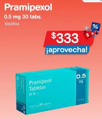 Farmacias Benavides Pramipexol 0,5mg 30 Tabs oferta