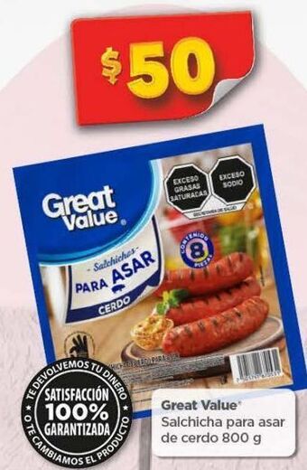 Bodega Aurrerá Salchicha para asar de cerdo great value 800g oferta