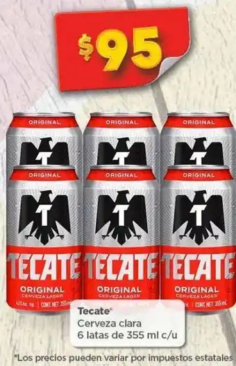 Bodega Aurrerá Cerveza clara 6 latas de 355ml tecate oferta