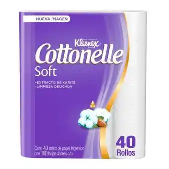 Papel higiénico kleenex cottonelle soft care con 40 rollos