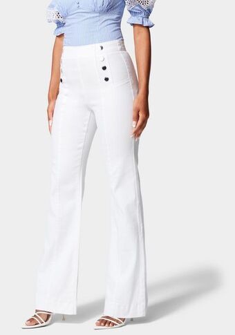 Bebe High waist button detail wide leg denim jeans oferta
