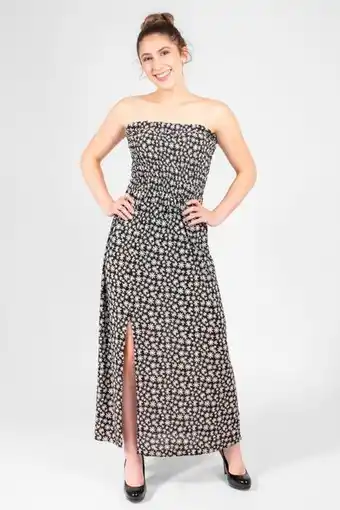 Santory Vestido largo  con full print y hombros descubiertos oferta