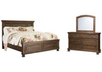 Flynnter california king panel bed with 2 storage drawers with mi...