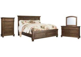 Ashley Furniture Flynnter california king panel bed with 2 storage drawers with mi... oferta